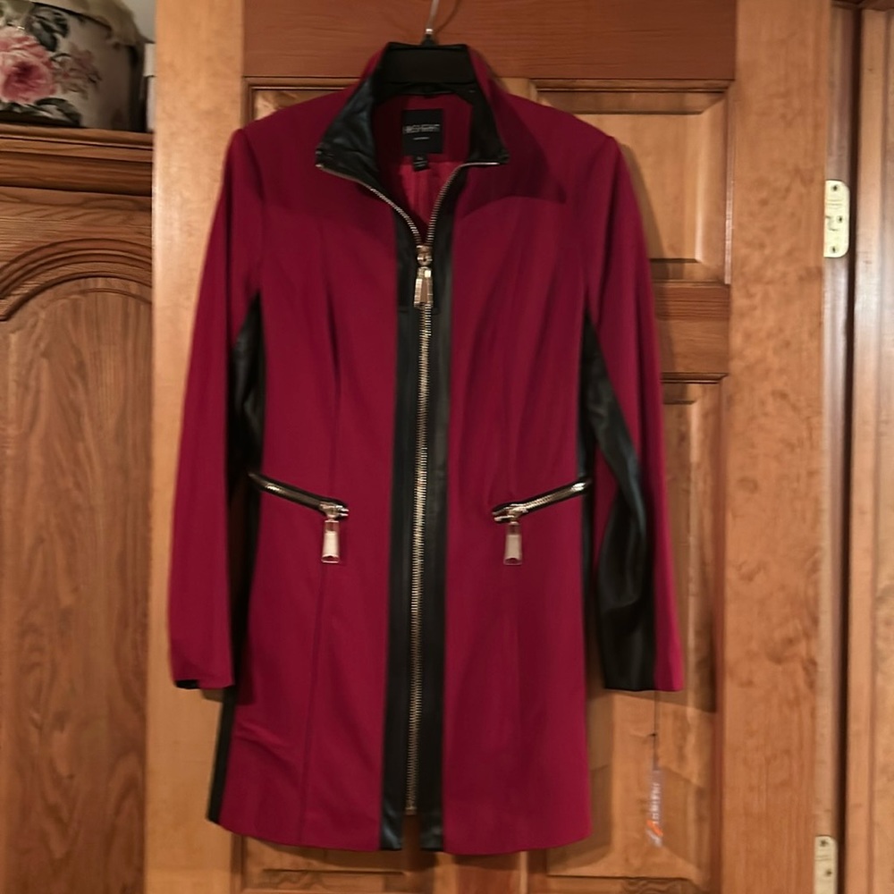Insight NY Long Light Red w black trim Jacket; Sz 4 NEW